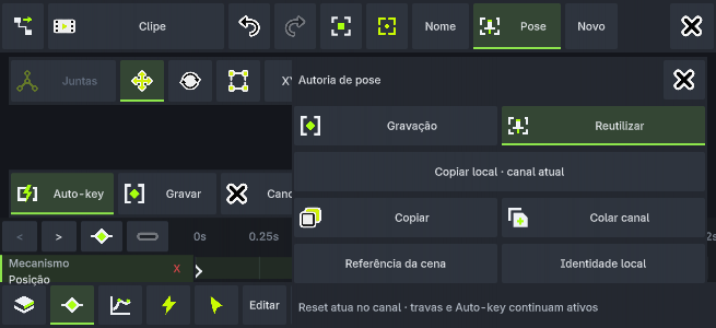 Reutilização de pose e espaço de cópia